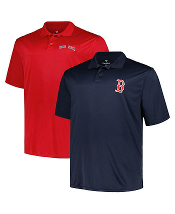 Мужской темно-синий, красный комплект из двух однотонных рубашек-поло Boston Red Sox Big and Tall Profile