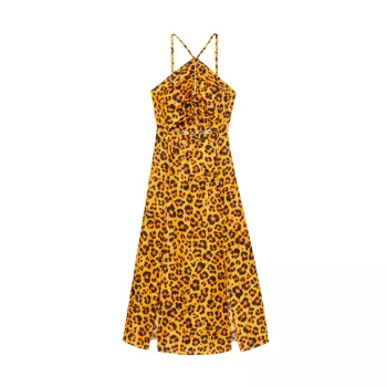 Длинное платье с леопардовым принтом Sandro