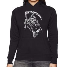 Women's Word Art Hooded Sweatshirt - Grim Reaper LA Pop Art