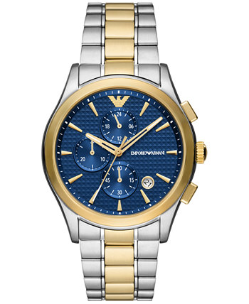 Мужские часы-хронограф Paolo с двухцветным браслетом из нержавеющей стали, 42 мм Emporio Armani