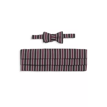 Шелковый полосатый галстук-бабочка и усилитель; Каммербанд комплект Paul Stuart