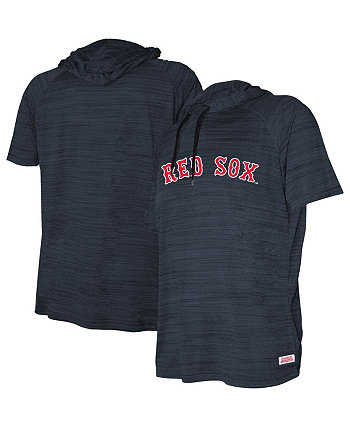 Пуловер с короткими рукавами и капюшоном с короткими рукавами и регланами для больших мальчиков и девочек Heather Navy Boston Red Sox Stitches