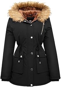 FARVALUE Womens Water-repellent Winter Coat Thicken Puffer Jacket Warm FLeece Lined Parka with Fur Hood Farvalue