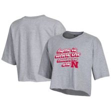 Серая женская укороченная футболка-бойфренд Champion Nebraska Huskers Champion