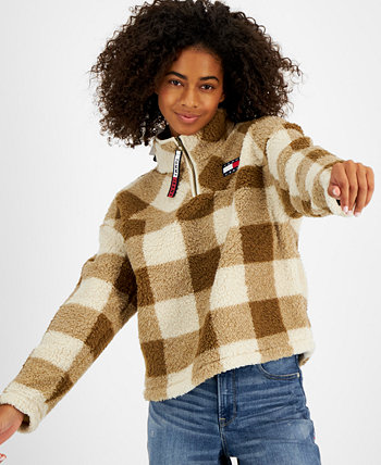 Женский пуловер из шерсти с молнией 1/4 в клетку Buffalo Sherpa Tommy Jeans