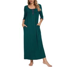 Womens Sleepwear Lounge Long Dress with Pockets Soft Nightshirt Pajama Nightgown Cheibear