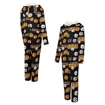 Women's Concepts Sport Black Pittsburgh Steelers  Roadway Allover Print Microfleece Full-Zip Union Suit Unbranded