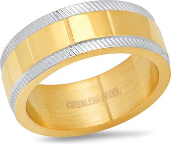 Двухцветное кольцо с минимальной полосой HMY Jewelry