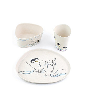 Наборы белого медведя и пингвина для детской столовой посуды из бамбукового волокна, 3 шт. Peterson Housewares