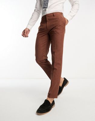Узкие костюмные брюки шоколадного цвета ASOS DESIGN ASOS DESIGN