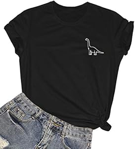 ROSEPARK Women Cute Dinosaur Graphic T-Shirts Teen Girls Funny Tees ROSEPARK