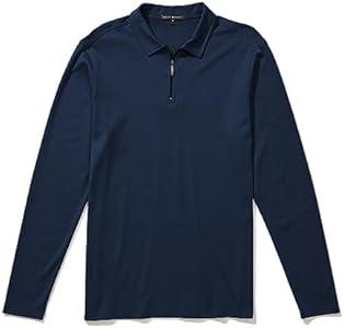 Robert Barakett Men's Long Sleeve USA Grown 100% Pima Cotton Zip Up Placket Polo Shirt Robert Barakett