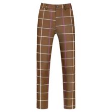 Plaid Tapered Pants For Men's Zipper Flat Front Formal Dress Pants Lars Amadeus
