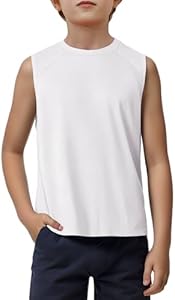 Haloumoning Boys Tank Tops Athletic Sleeveless Crewneck T-Shirts Kids Undershirts 5-14 Years Haloumoning