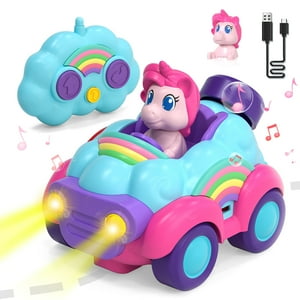 Remote Control Car for Toddlers, Rechargeable RC Cars for Toddler Toys 2-3, Toys for Ages 2-4 Unicorn with Lights & Music, 2 3 4 Year Old Boy Toys OROLIVING