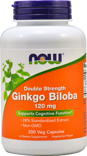 Гинкго Билоба Двойной Силы - 120 мг - 200 растительных капсул - NOW Foods NOW Foods