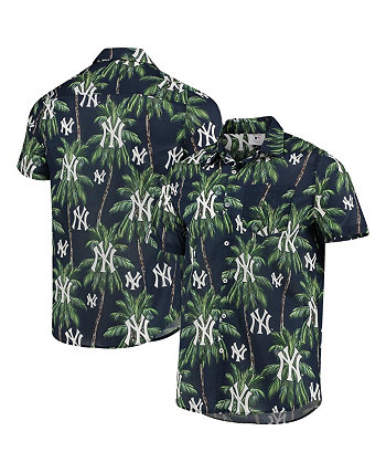 Мужская темно-синяя рубашка New York Yankees с пальмовым деревом на пуговицах FOCO