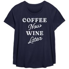 Plus Size Fifth Sun &#34;Coffee Now, Wine Later&#34; Scoop Neck Graphic Tee FIFTH SUN