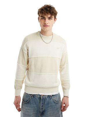 Светло-песочный вязаный свитер с окантовкой Pull&Bear Pull&Bear