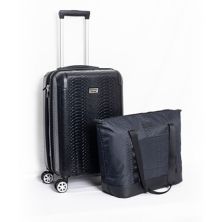 Geoffrey Beene 2 pc Emboss Snakeskin Spinner Carry-On Hardside Luggage & Tote Bag Set Geoffrey Beene