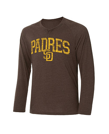 Мужская коричневая футболка с длинным рукавом San Diego Padres Inertia реглан на пуговицах Concepts Sport