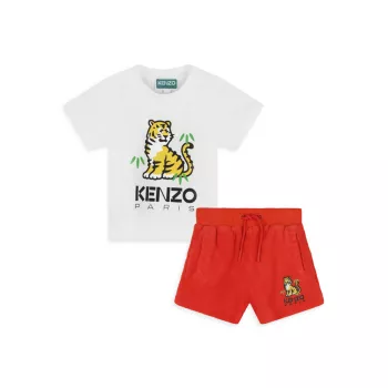 Baby's Logo T-Shirt &amp; Terry Cloth Shorts Set KENZO