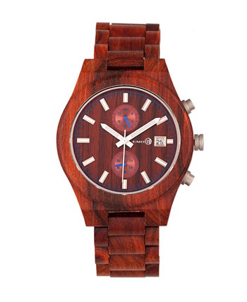 Часы Castillo Wood с браслетом и датой, красный, 45 мм Earth Wood