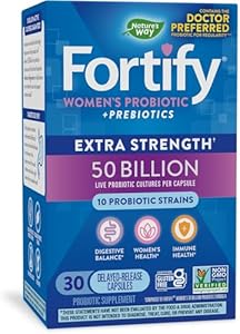 Nature's Way Fortify Extra Strength Probiotics for Women + Prebiotic, Digestive and Immune Health Support Supplement*, 30 Capsules (Капсулы) Nature's Way