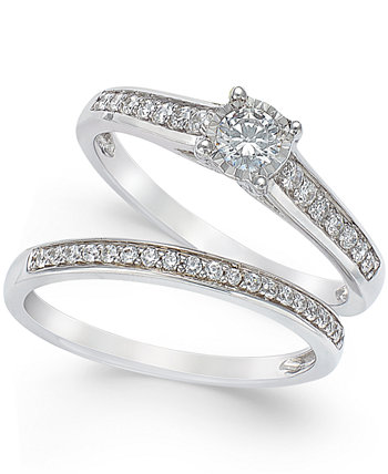 Помолвочное кольцо и обручальное кольцо TruMiracle® с бриллиантами (1/2 карата тв.) Из белого золота 585 пробы Macy's