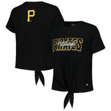Женская черная футболка The Wild Collective Pittsburgh Pirates с закручивающейся передней частью The Wild Collective