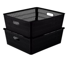 Simplify 2-Pack Slide to Stack Shallow Storage Tote Set Simplify
