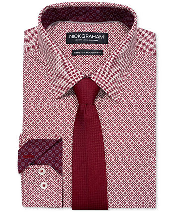 Мужской облегающий комплект из классической рубашки и галстука Crossroads Squares Nick Graham