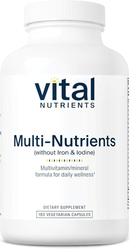 Мультивитамины без железа и йода - 180 вегетарианских капсул Vital Nutrients