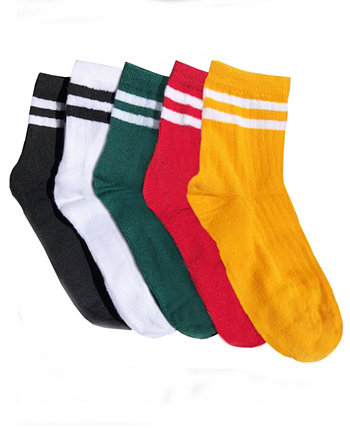 Women's Stripe Five Pair Pack Ankle Socks Stems