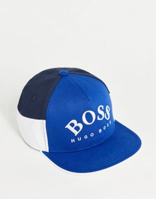 Синяя кепка с логотипом в стиле колор-блок BOSS BOSS