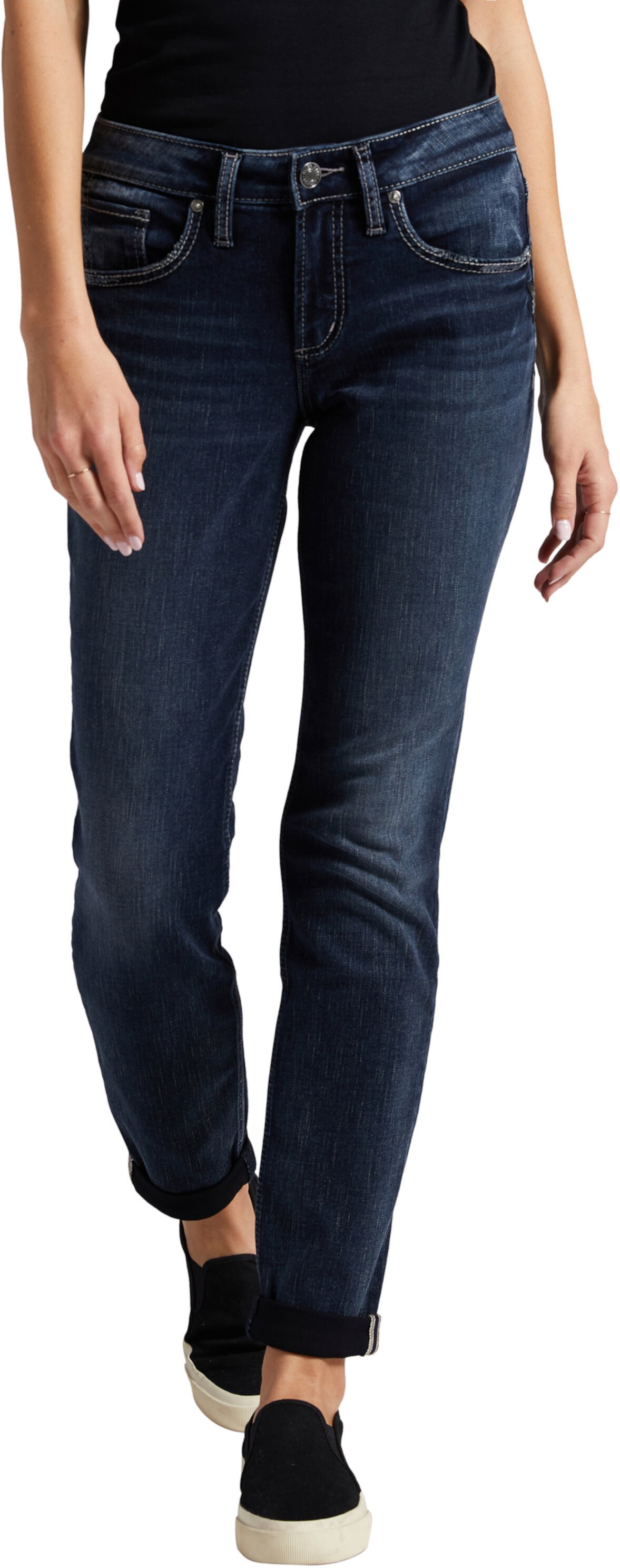 Узкие джинсы бойфренда со средней посадкой L27101EDB442 Silver Jeans Co.