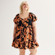 Платье мини Babydoll Plus Size от Nine West с рукавами и рюшами Nine West