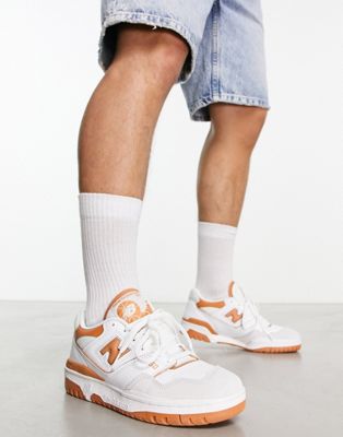 Унисекс кеды New Balance 550 в белом и оранжевом цвете для повседневной носки New Balance