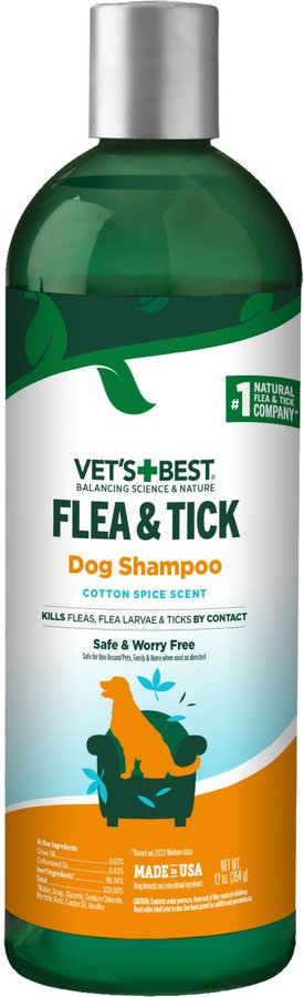 Vet's Best Flea & Tick Cotton Spice Scent Dog Shampoo, 12-fl oz bottle Vet's Best