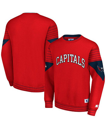 Men's Red Washington Capitals Faceoff Pullover Sweatshirt Starter