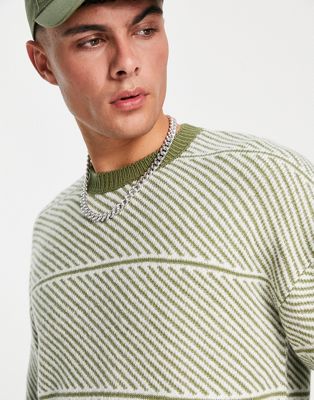 Светло-хаки-свитер с круглым вырезом в полоску New Look New Look