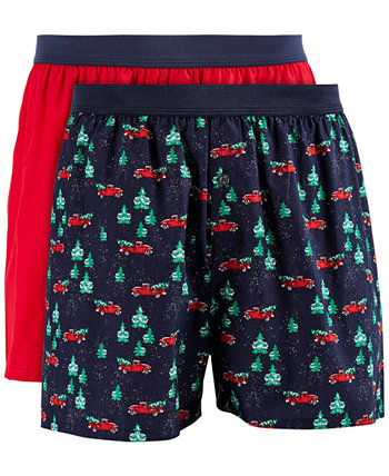 Men's 2-pk. Patterned & Solid Boxer Shorts, Created for Macy's Club Room