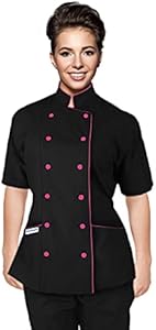 Short Sleeves Tailored Fit Chef Coat Jacket Uniform for Women for Food Service, Caterers, Bakers and Culinary Professional Uniformates