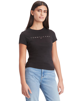 Женская хлопковая футболка слим-фит с тонким логотипом Tommy Jeans Tommy Jeans