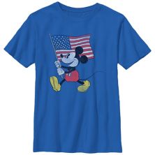 Disney's Mickey Mouse Waving USA Flag Boys Graphic Tee Disney