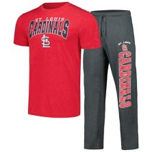 Men's Concepts Sport Charcoal/Red St. Louis Cardinals Meter T-Shirt & Pants Sleep Set Unbranded
