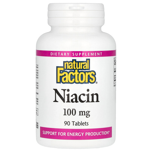 Ниацин - 100 мг - 90 таблеток - Natural Factors Natural Factors