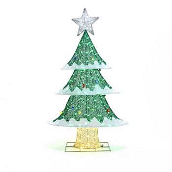 LuxenHome Lighted Green Christmas Tree Indoor and Outdoor Holiday Decoration Luxen Home