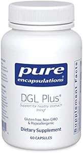 Pure Encapsulations DGL Plus - Gut Health Supplements for Men & Women - with Marshmallow Root, Aloe Vera Extract & Slippery Elm Bark - Non-GMO & Vegan - 60 Capsules (Капсулы) Pure Encapsulations