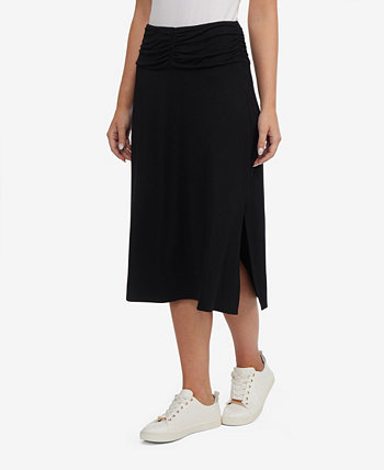 Women's Ruched Midi Skirt with Slit Laundry by Shelli Segal